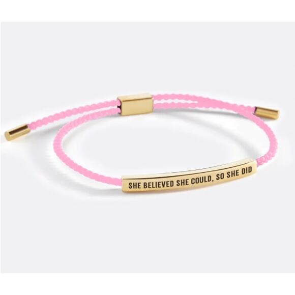 RETAIL $70 Mint & Lilly She Believed She Could So She Did Inspire Bracelet*Pink - Picture 1 of 1